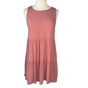 Publik Sleeveless Sun Dress Womens Medium Pink Layered Swing Crinkle Material